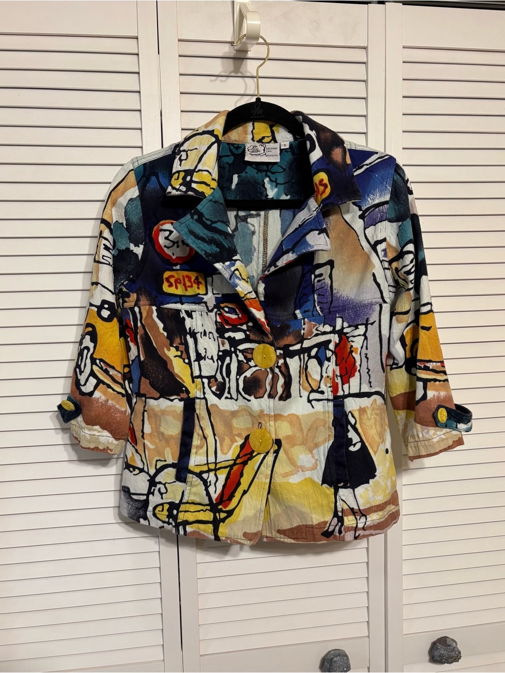 Colorful Abstract Art Print Women's Blazer Jacket - Multicolor